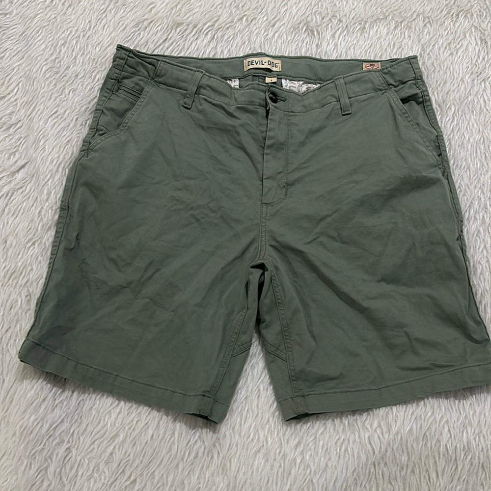 Devil Dog Dungarees Mens Chino Stretch Shorts Sea Spray Size Large
